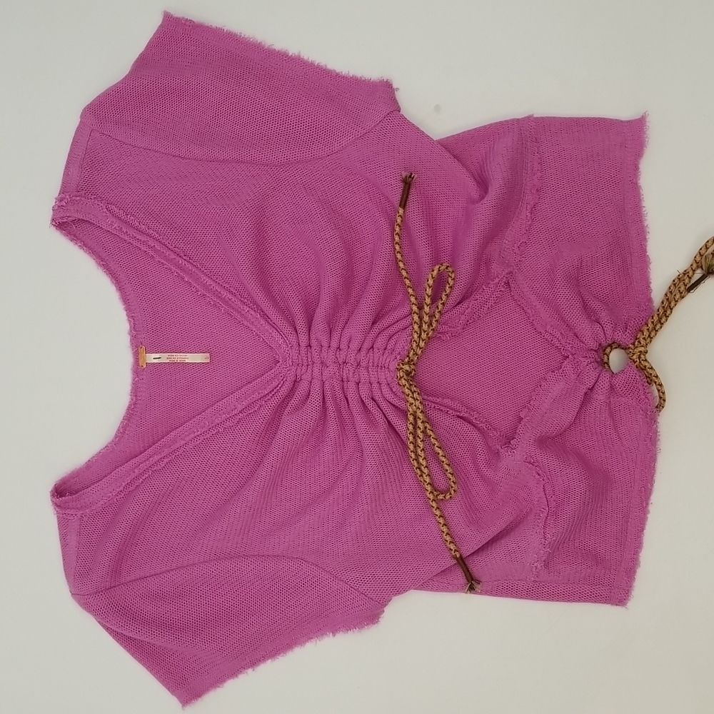 Free People Pink Ruched Knit Crop Top